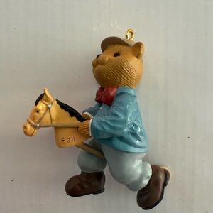 1996 Hallmark Keepsake "Son" Bear On A Pony Horse Stick Ornament